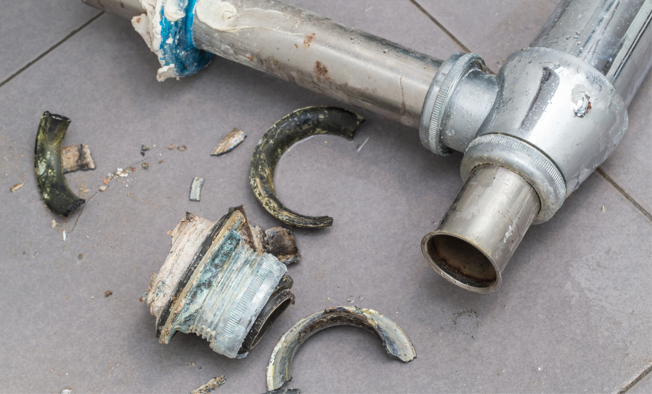 corrosion in piping, broken pipe from water mineral erosion