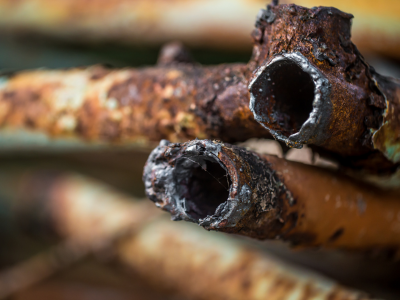 Corroded and worn-out pipe showing signs of deterioration.