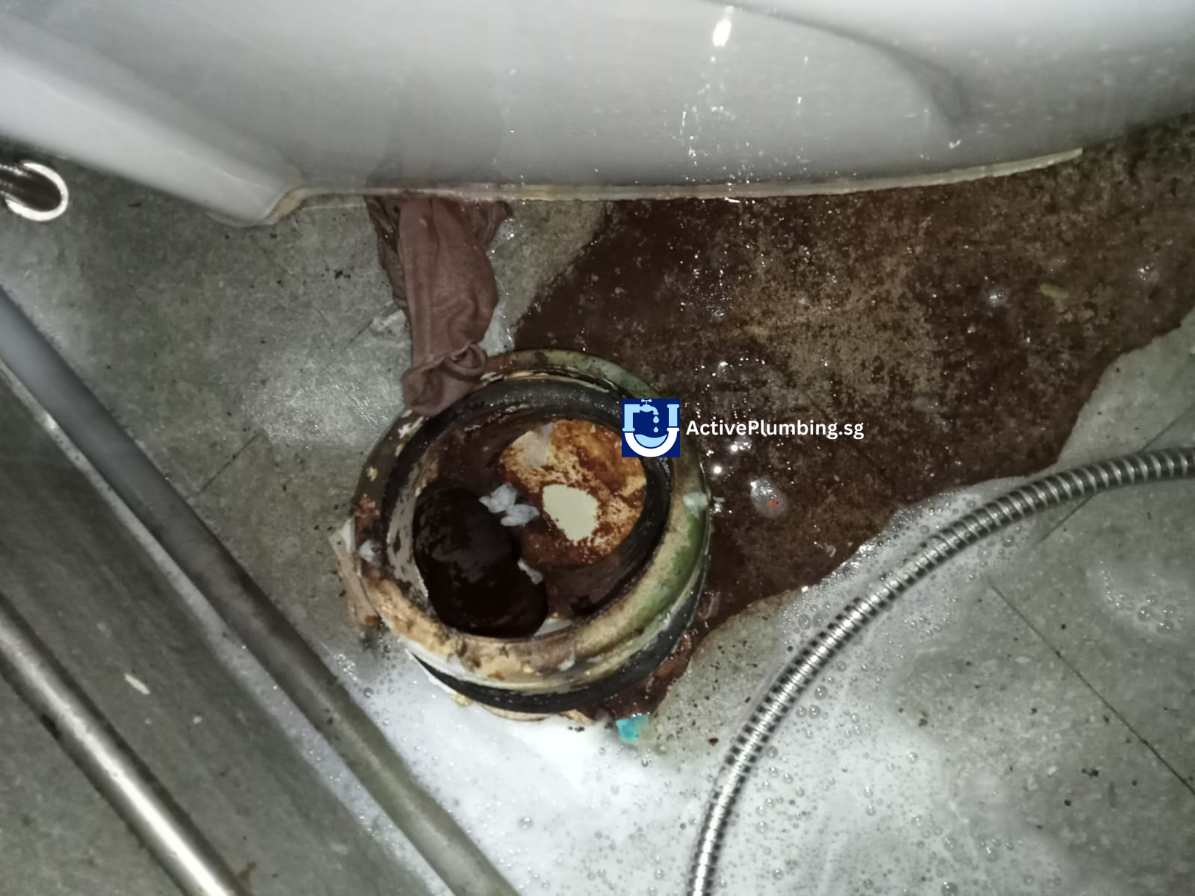 Toilet emitting gas smell due to drainage or plumbing issues in Singapore home.